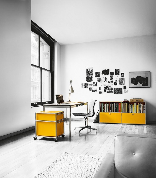 Nábytek - USM Modular Furniture: koule + trubky + panely = kancelářský nábytek