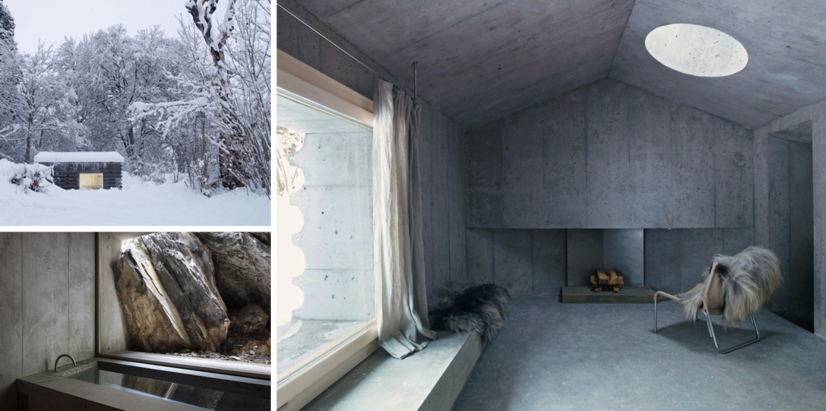 Lesní domek působí jako betonová skrýš