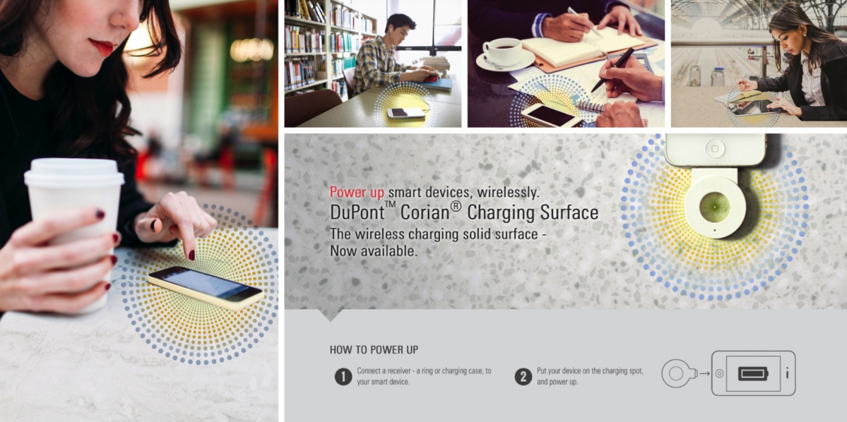 Corian Charging Surface: bezdrátové nabíjení pro více pohodlí a estetiky