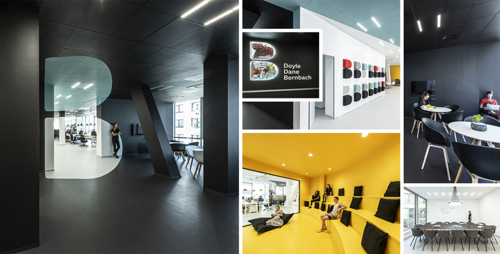 Ateliér B2 si v kancelářích pro agenturu DDB hraje s optickou iluzí