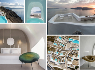 Hotel Saint na Santorini připomíná moderní jeskynní komplex