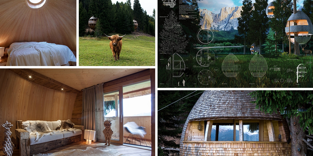 Stromový dům v italských Alpách - resort, který má blízko k přírodě
