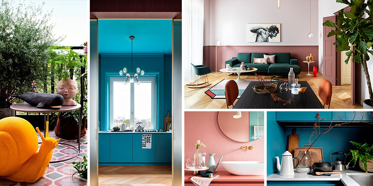 Domov jako pestrobarevný obraz, kterému vévodí růžová a lesní zelená