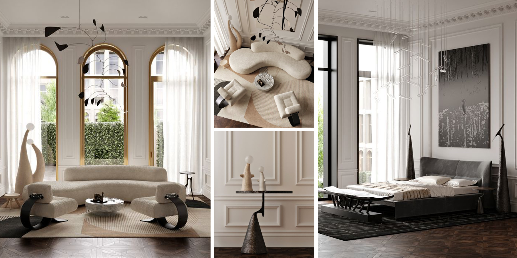 Zlatá okna a designové kousky vládnou soukromému interiéru v srdci Moskvy