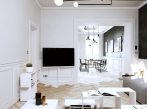 Černobílý apartmán - obývací pokoj 