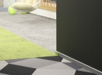Koberce v kancelářích Scott & Weber Černobílá podlaha z kobercových dílců Fletco.