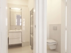 Bílý byt v centru Prahy Koupelna a toaleta