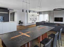 Obývací pokoj s imitací betonu