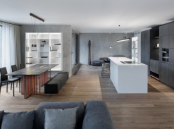 Betonová jídelna s kuchyní