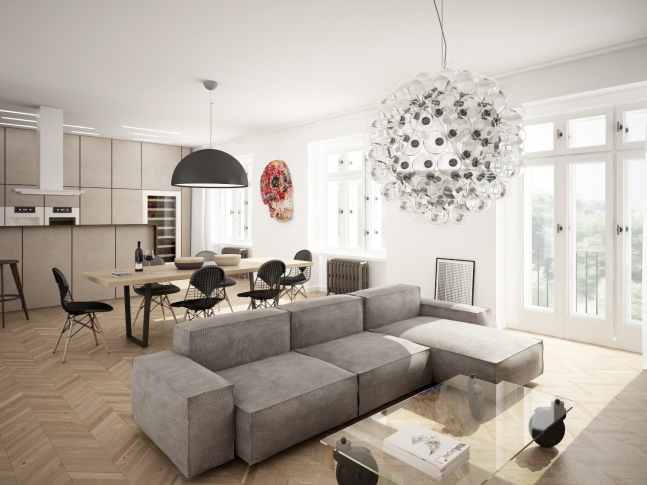 Duplex Bubeneč - obývací pokoj 