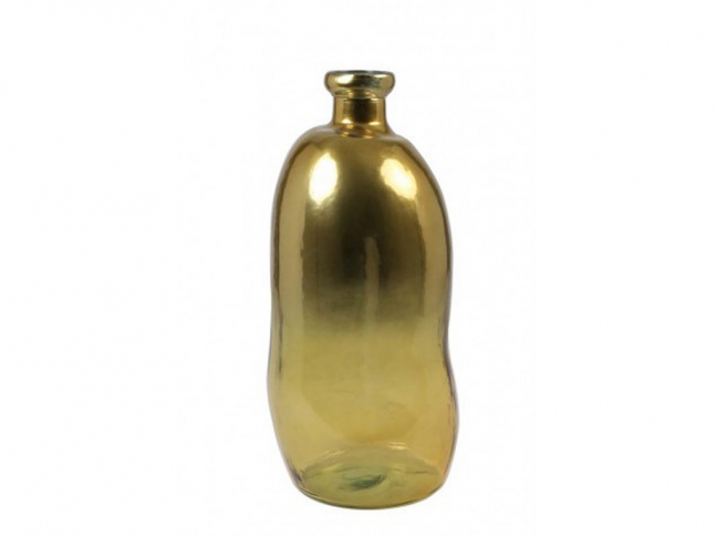 VYSOKÁ SKLENĚNÁ VÁZA S PERLETÍ ZLATÁ