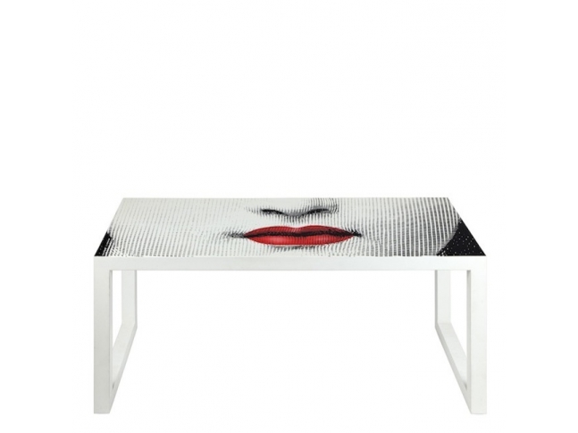 Tavolino rettangolare gigogne Tema Fornasetti, Tavolino rettangolare gigogne Tema colore:bianco