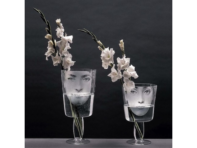 Vaso Tete A Tete basso Lei Fornasetti, Vaso Tete A Tete basso Lei bianco