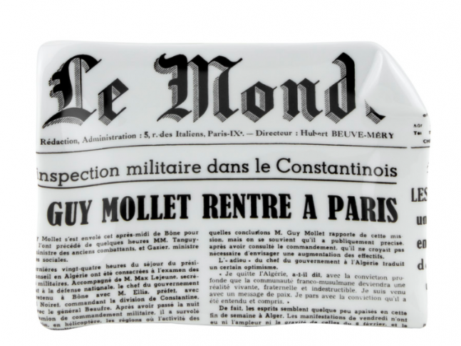 Fornasetti Medium sheet ashtray Giornali Le Monde black/white