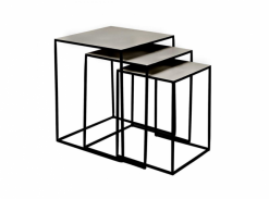 TROJSET KOVOVÉ STOLKY GLAZOVANÉ