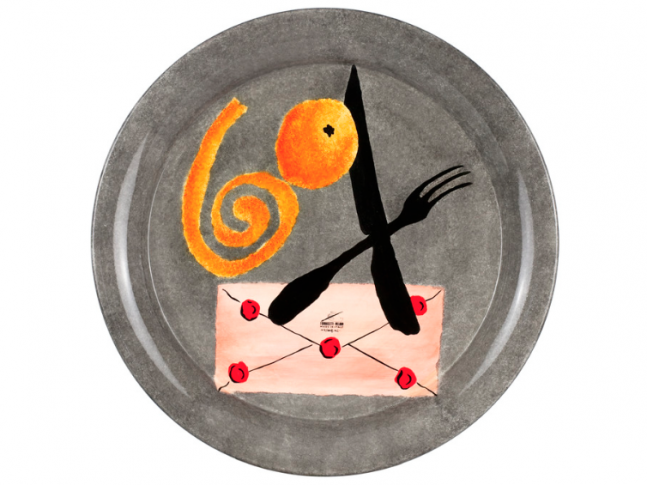 Fornasetti Tray ø40 Oggetti con Arancia 